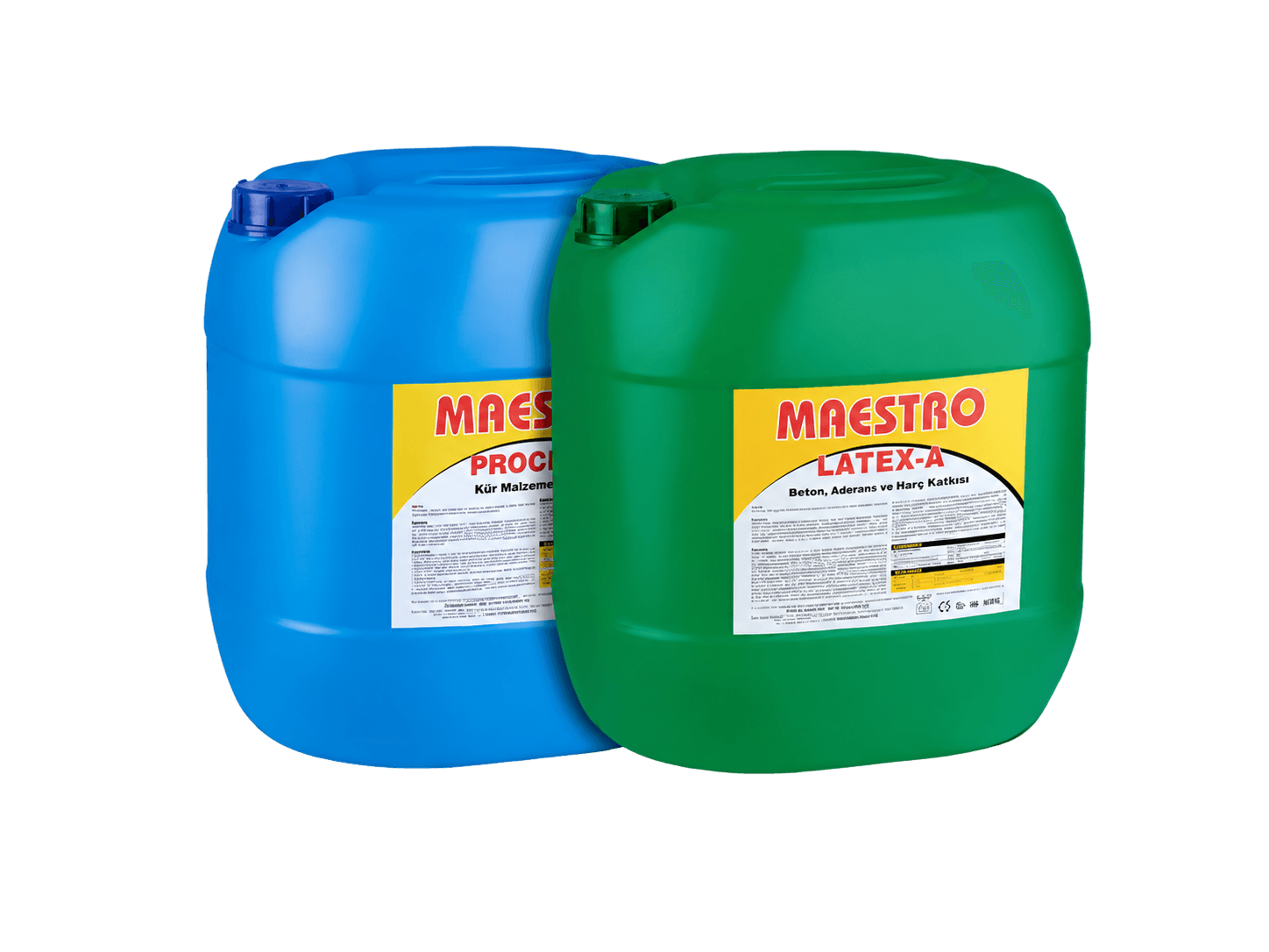 Maestro Latex-A ve Maestro kür malzemesi bidonları